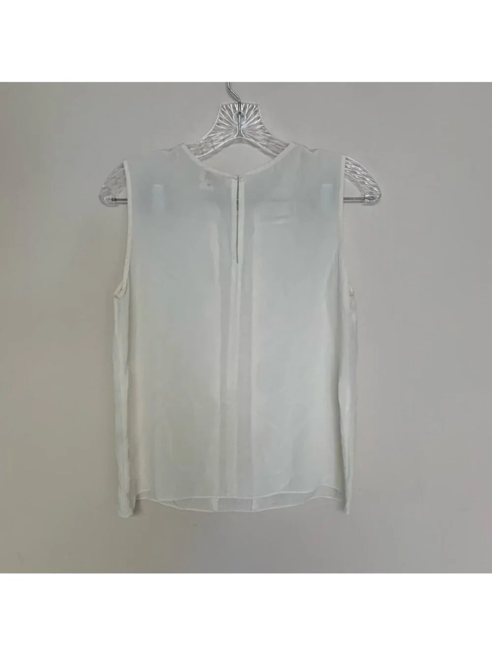 Kate Spade White Pleated Ruffle Silk Sleeveless Blouse 4